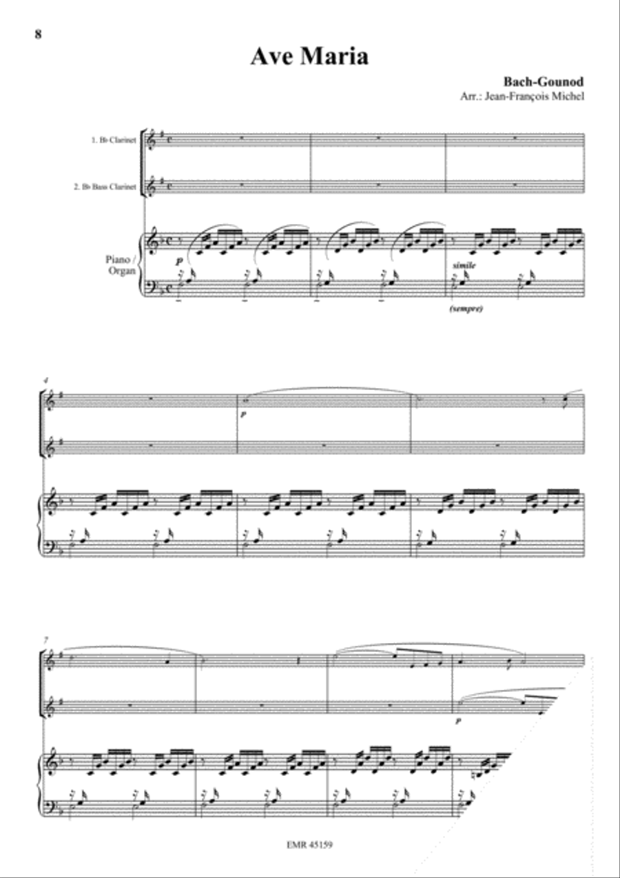 Halleluja (Handel) / Ave Maria (Bach-Gounod) / Trumpet Voluntary (Clarke) Bass Clarinet scores gallery preview page 4