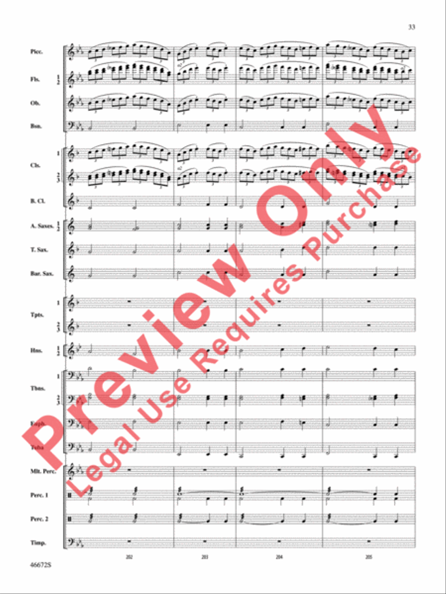 Variants on an English Sea Song Concert Band scores gallery preview page 34