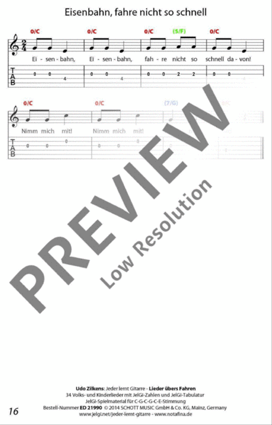 Jeder lernt Gitarre - Lieder übers Fahren Classical Guitar scores gallery preview page 17