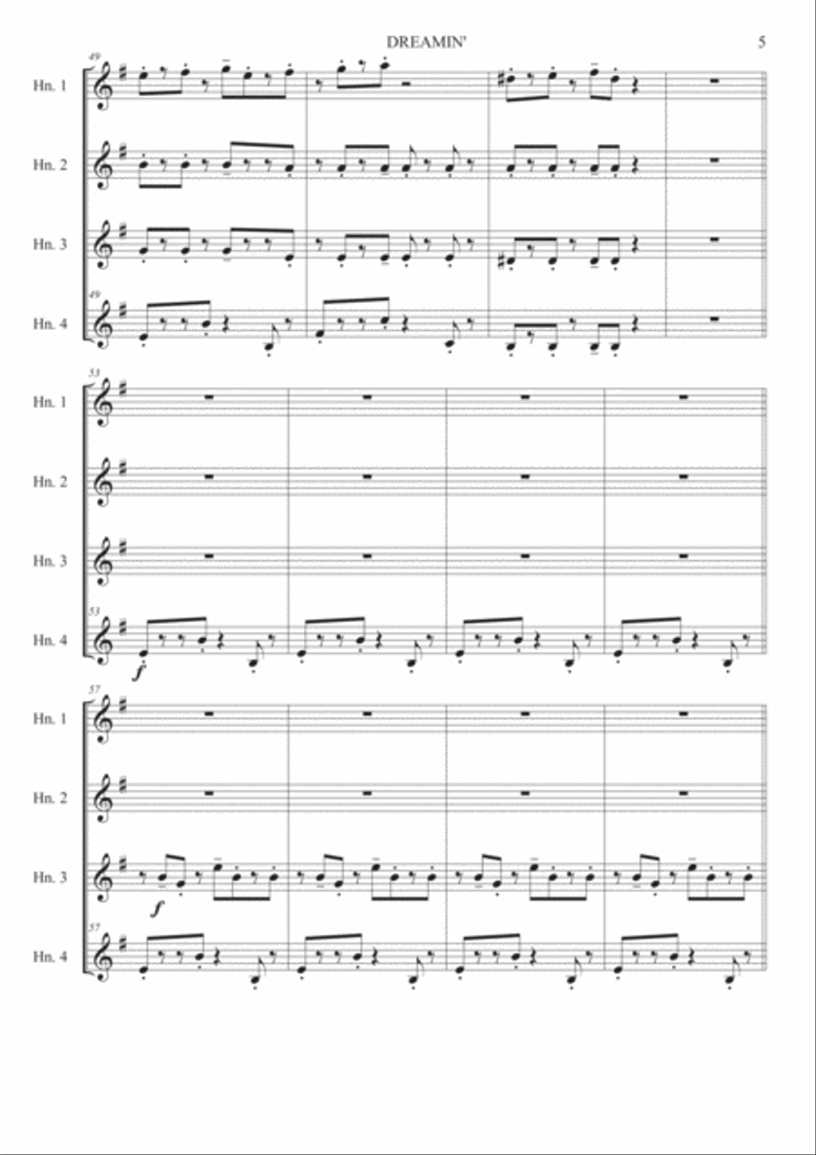 Dreamin' - French Horn quartet French Horn Quartet scores gallery preview page 6