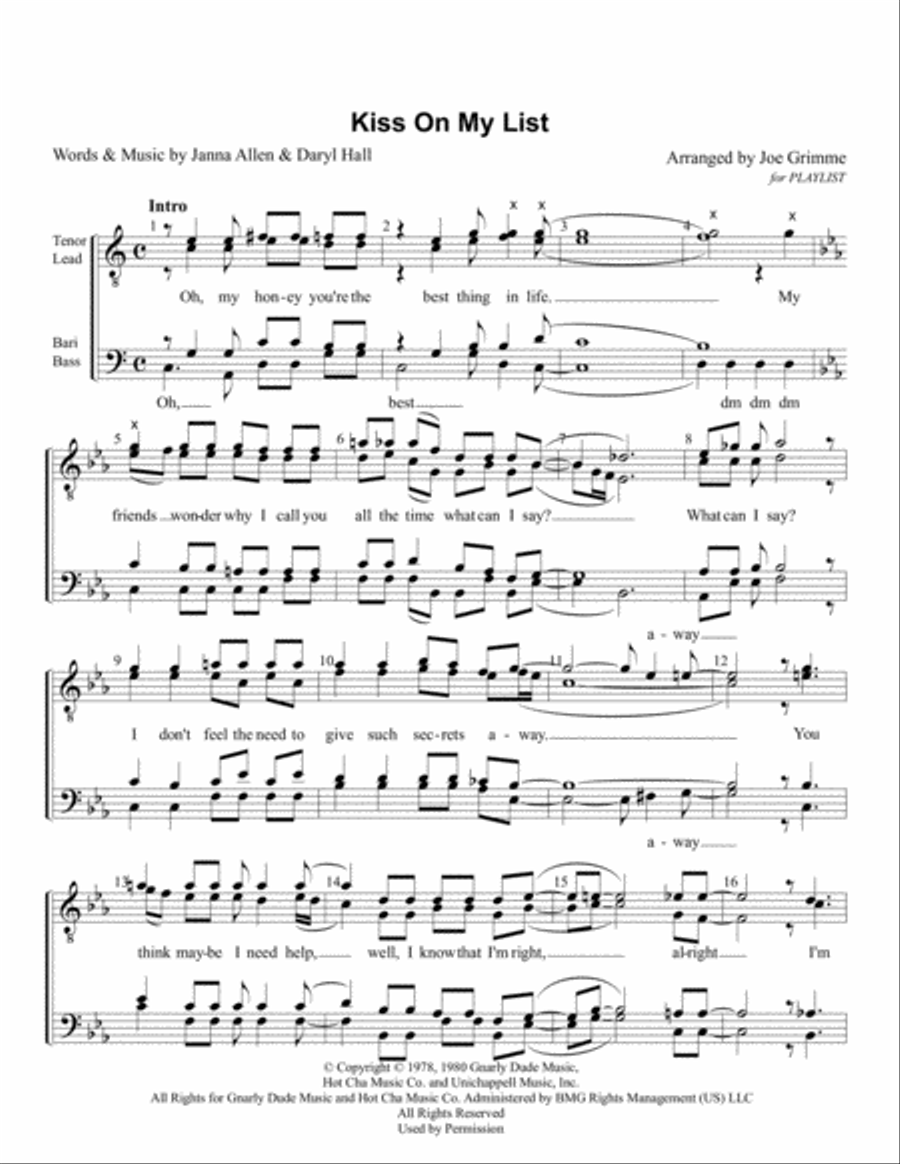 Kiss On My List TTBB scores gallery preview page 1