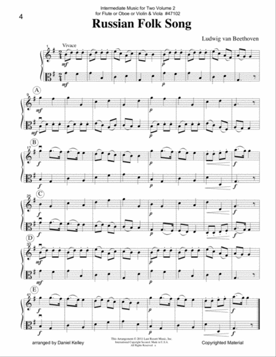 Intermediate Music for Two, Volume 2 - for Flute or Oboe or Violin & Viola Flute scores gallery preview page 5