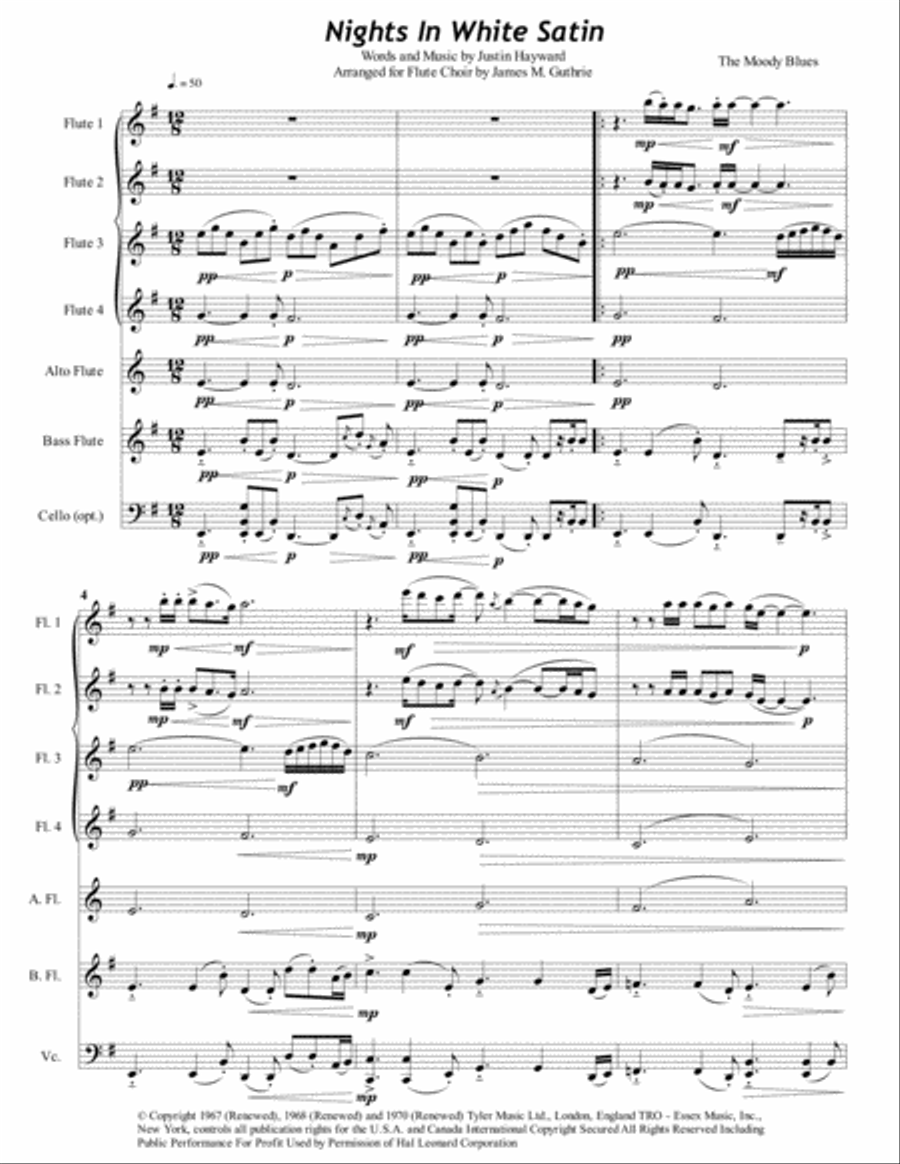Nights In White Satin Woodwind Ensemble scores gallery preview page 1
