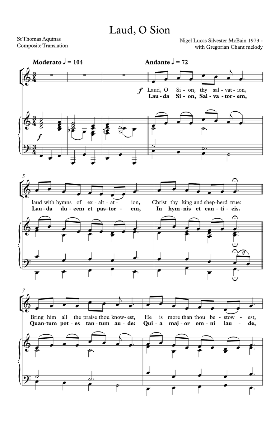 Lauda, Sion (Laud, O Sion) 4-Part scores gallery preview page 1