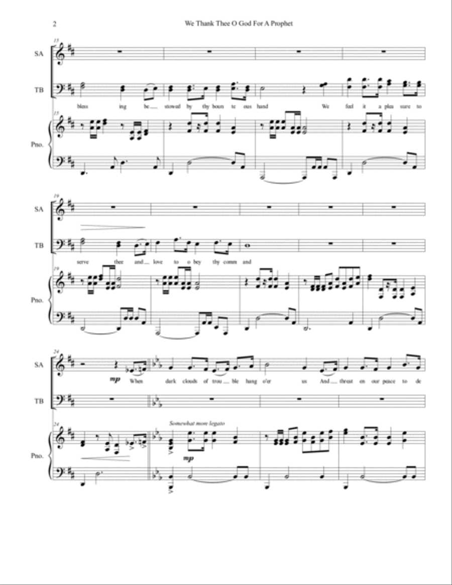 We Thank Thee O God for a Prophet 4-Part scores gallery preview page 2
