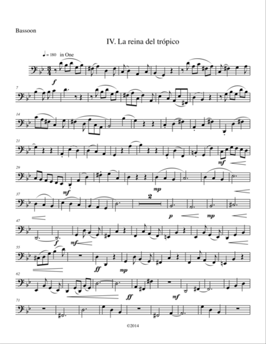 Mexican Fantasies, IV. La reina del trópico, for Woodwind Quartet Woodwind Quartet scores gallery preview page 1