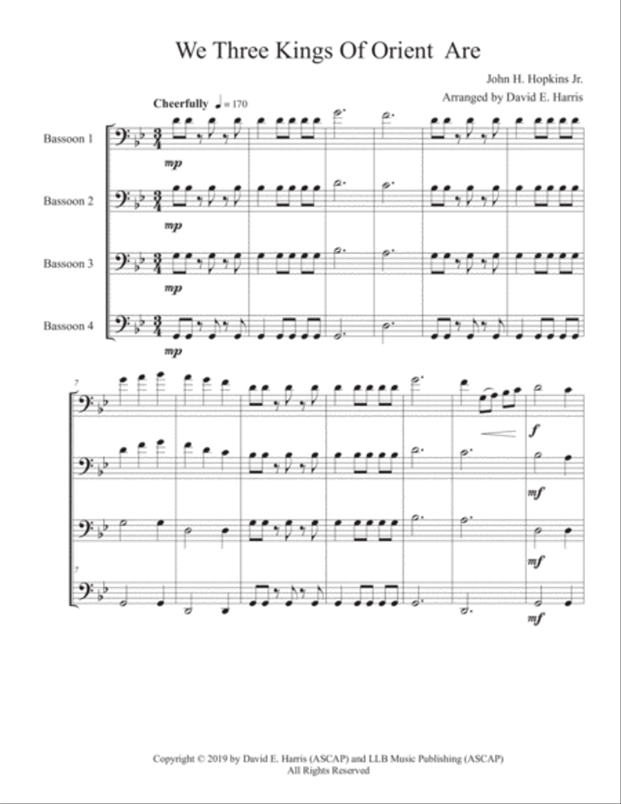 We Three Kings of Orient Are - Bassoon Quartet Woodwind Quartet scores gallery preview page 2