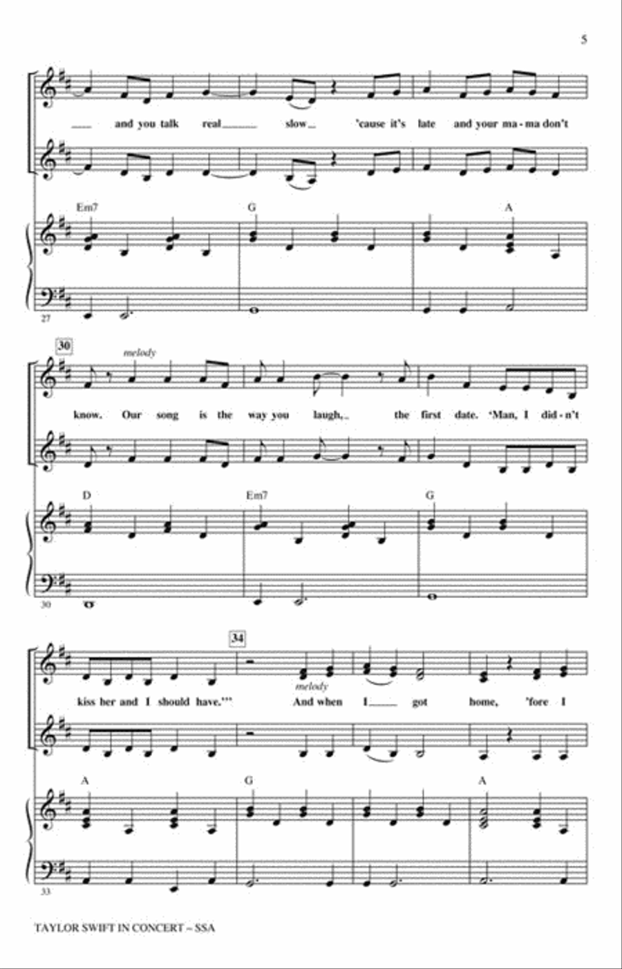 Taylor Swift in Concert SSA scores gallery preview page 2