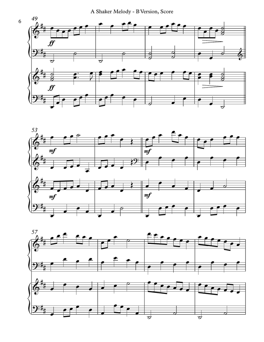 A Shaker Melody, B Version, Score & Parts Celtic Harp scores gallery preview page 6