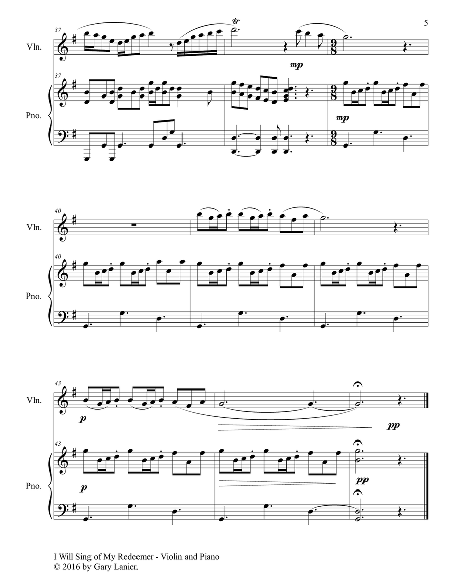 Gary Lanier: 3 Heartfelt Hymns (Duets for Violin and Piano) Gary Lanier: 3 Heartfelt Hymns (Duets for Violin and Piano) Violin Solo scores gallery preview page 6