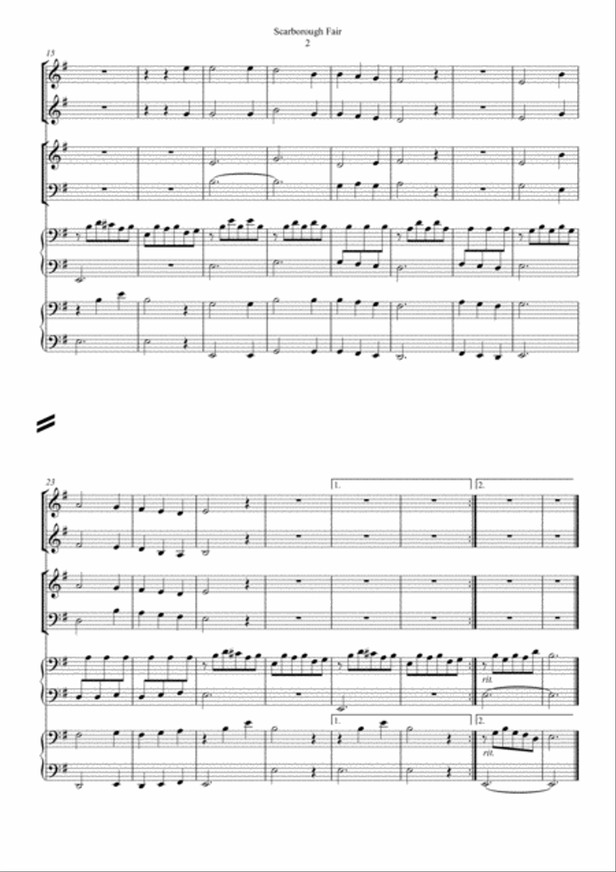 Scarborough Fair/canticle 2 Pianos, 4-Hands scores gallery preview page 2
