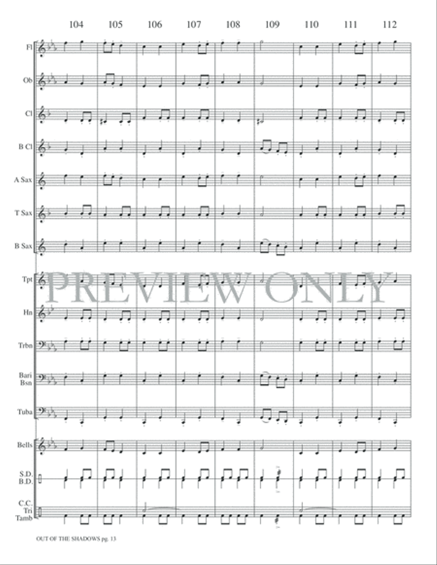 Out of the Shadows Concert Band scores gallery preview page 16