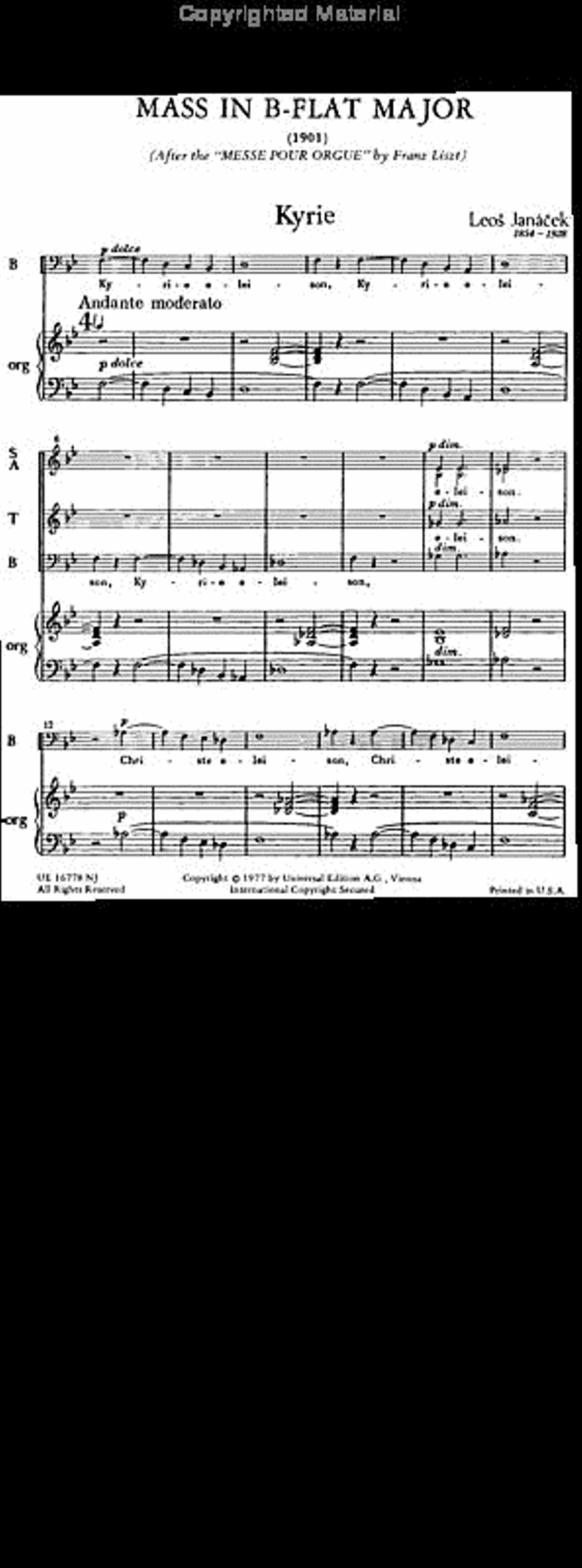 Mass, B-flat, After Liszt, SATB/O 4-Part scores gallery preview page 2