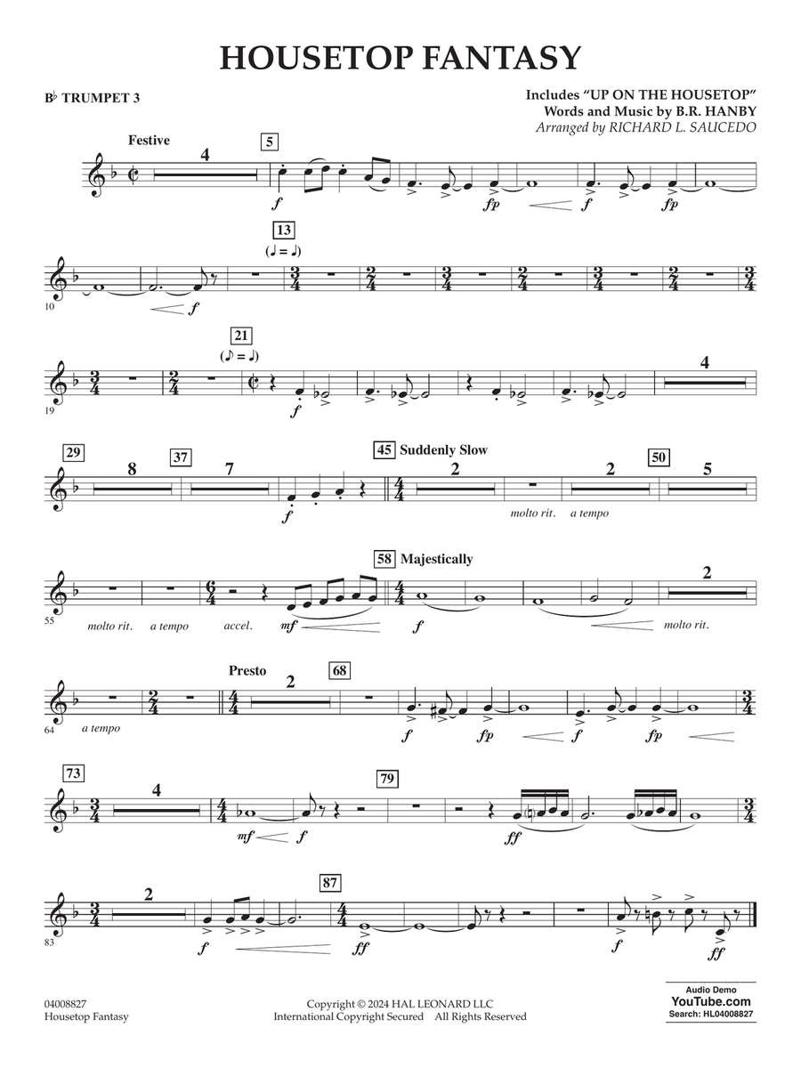 Housetop Fantasy (arr. Richard L. Saucedo) - Bb Trumpet 3