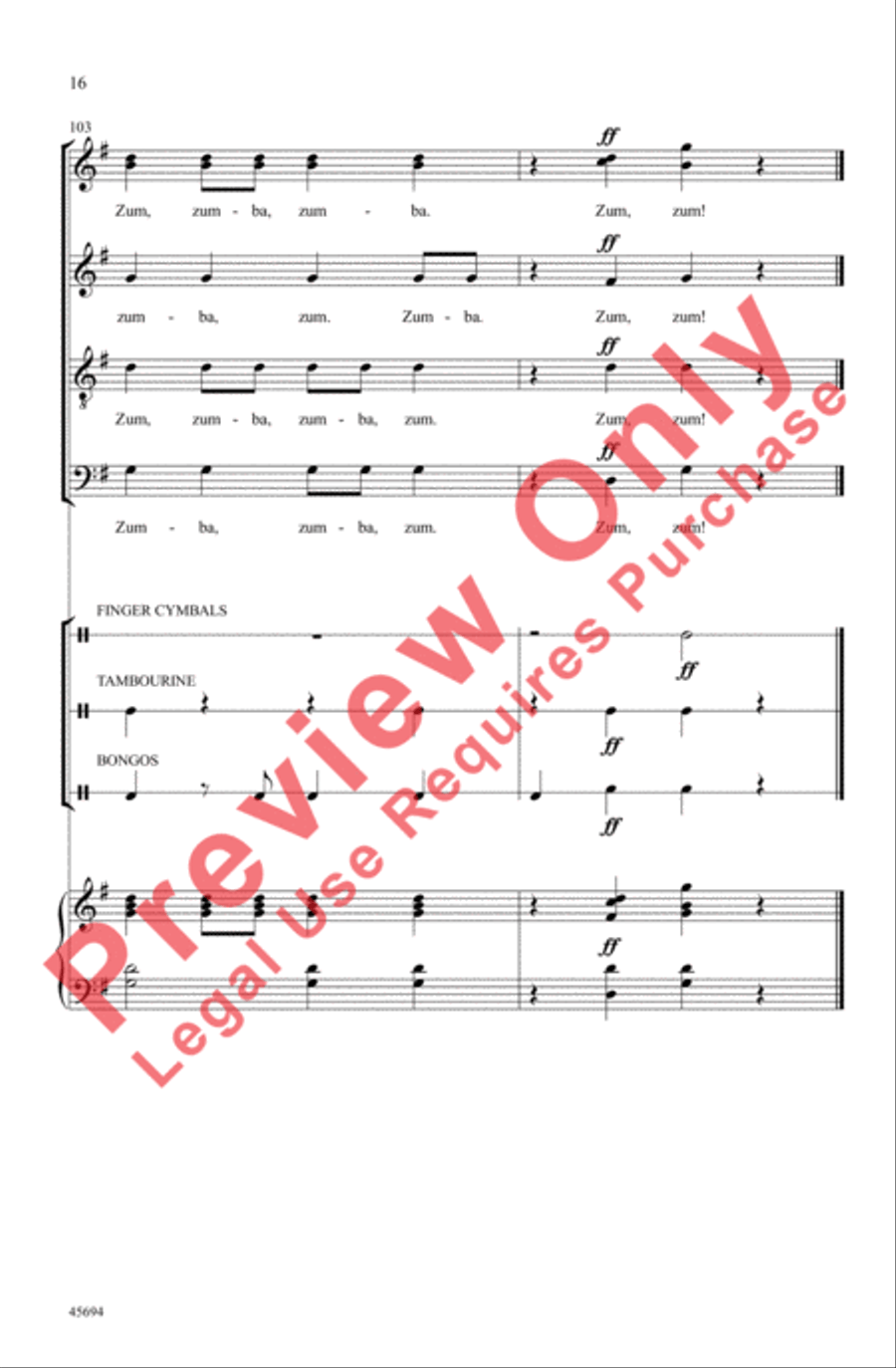 Zumba, Zumba 4-Part scores gallery preview page 16