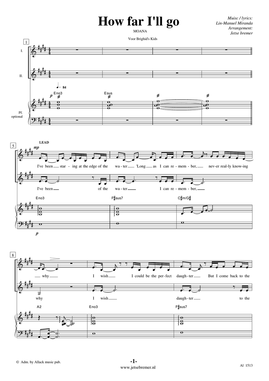 How Far I'll Go SA scores gallery preview page 1
