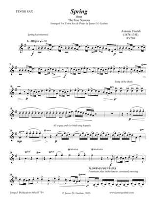 Vivaldi: The Four Seasons Complete for Tenor Sax & Piano