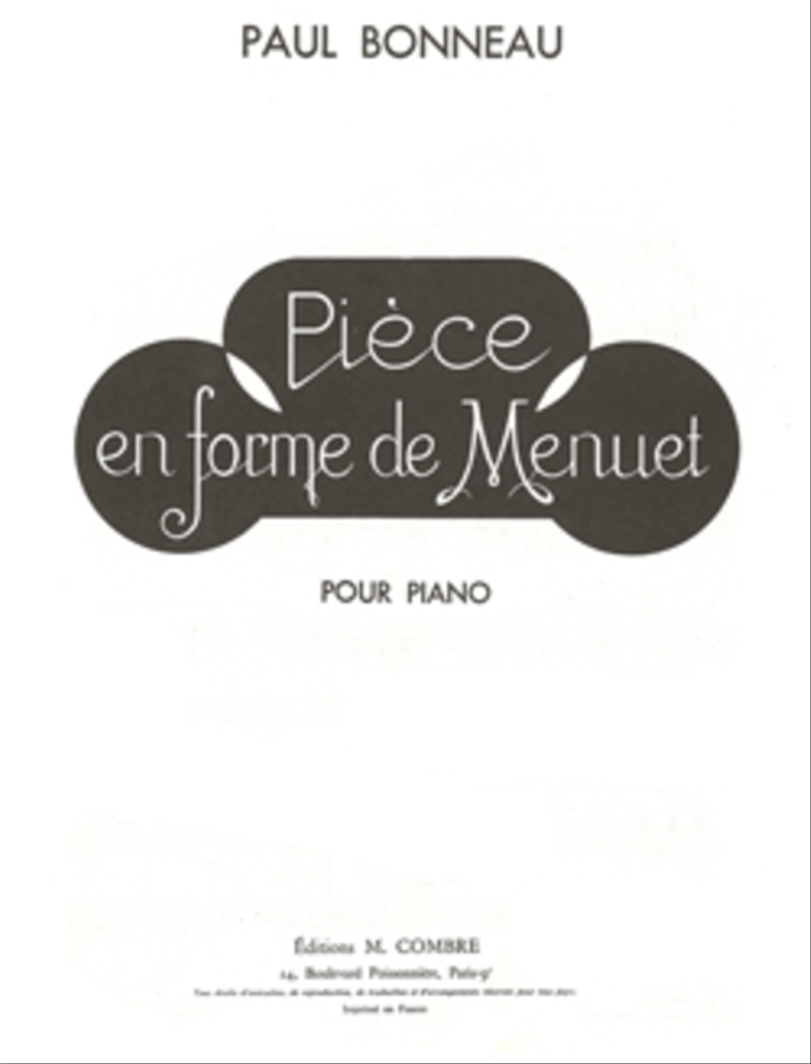 Piece en forme de menuet Piano Solo scores gallery preview page 1