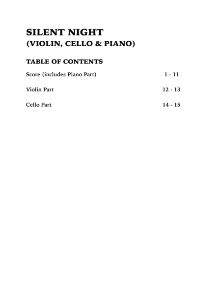 Silent Night (Piano Trio): Violin, Cello and Piano image number null