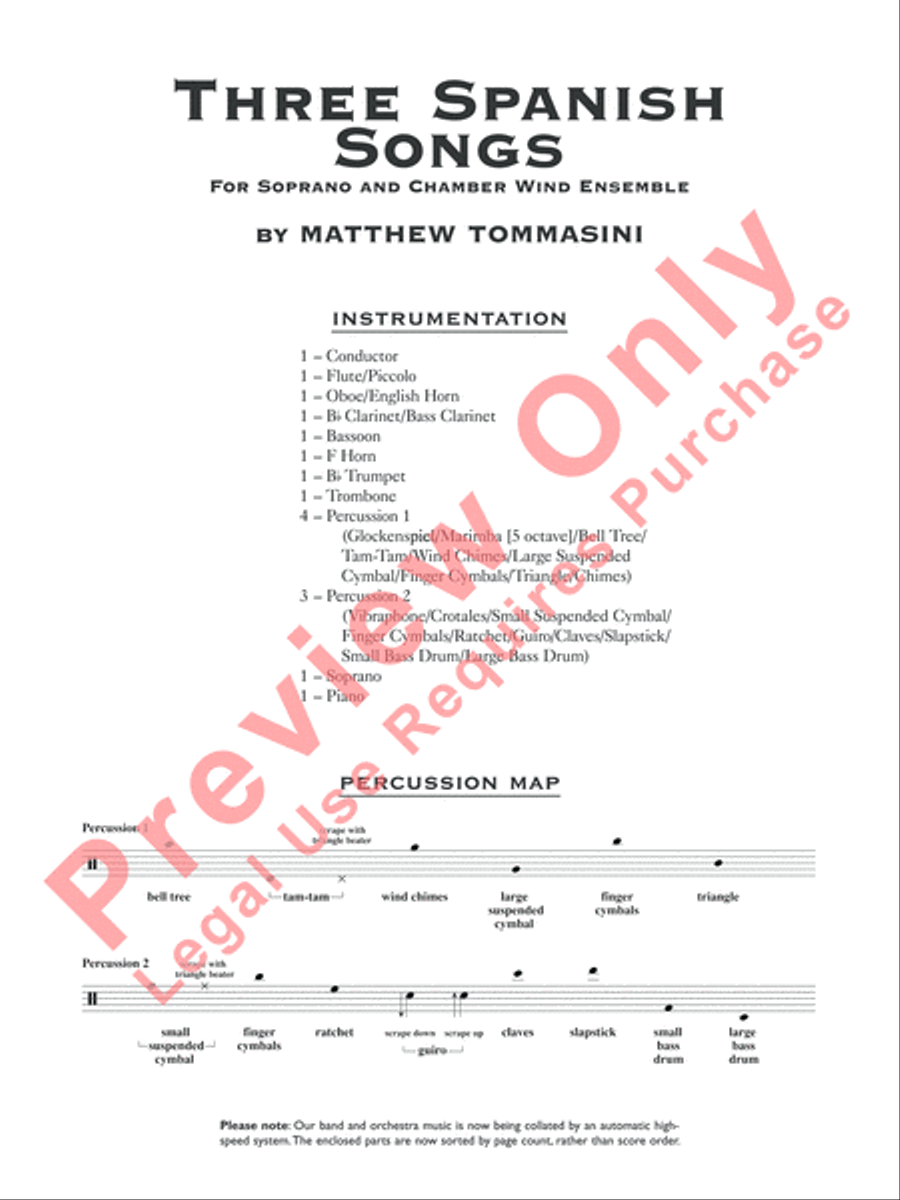 Three Spanish Songs (for Soprano and Wind Ensemble) Concert Band scores gallery preview page 5