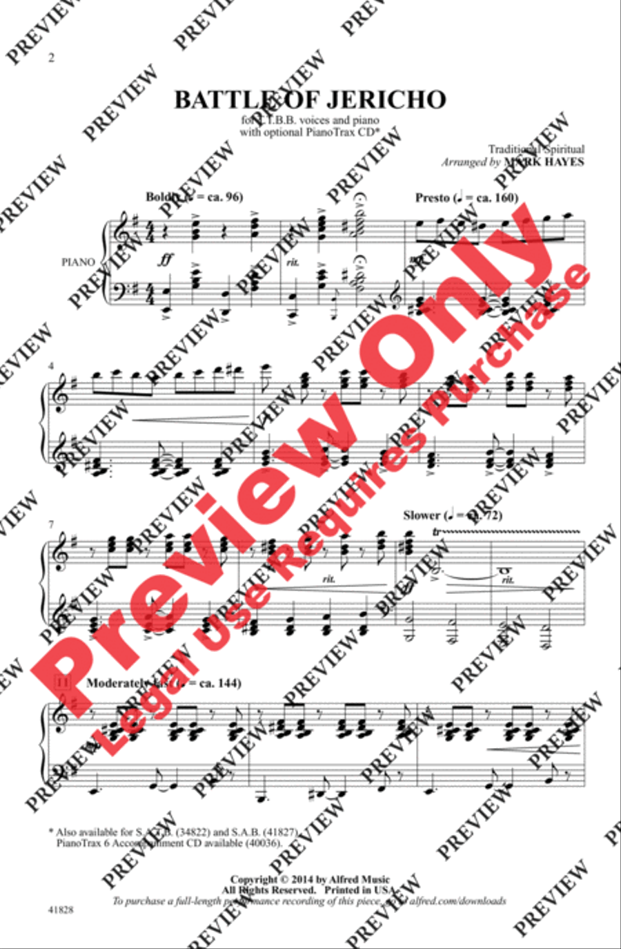 Battle of Jericho Battle of Jericho Men's Choir scores gallery preview page 2