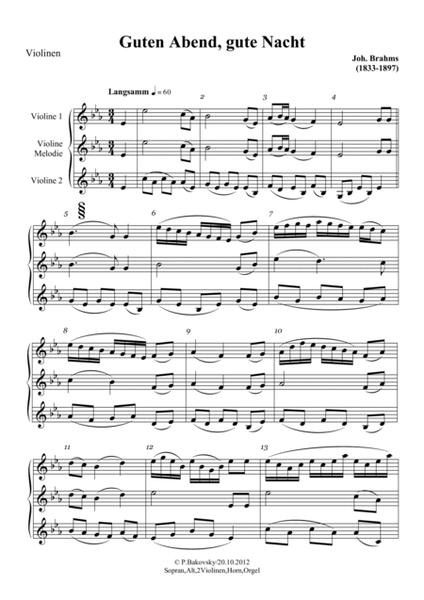Johannes Brahms: Lullaby, Op.40 Nr. 4 image number null