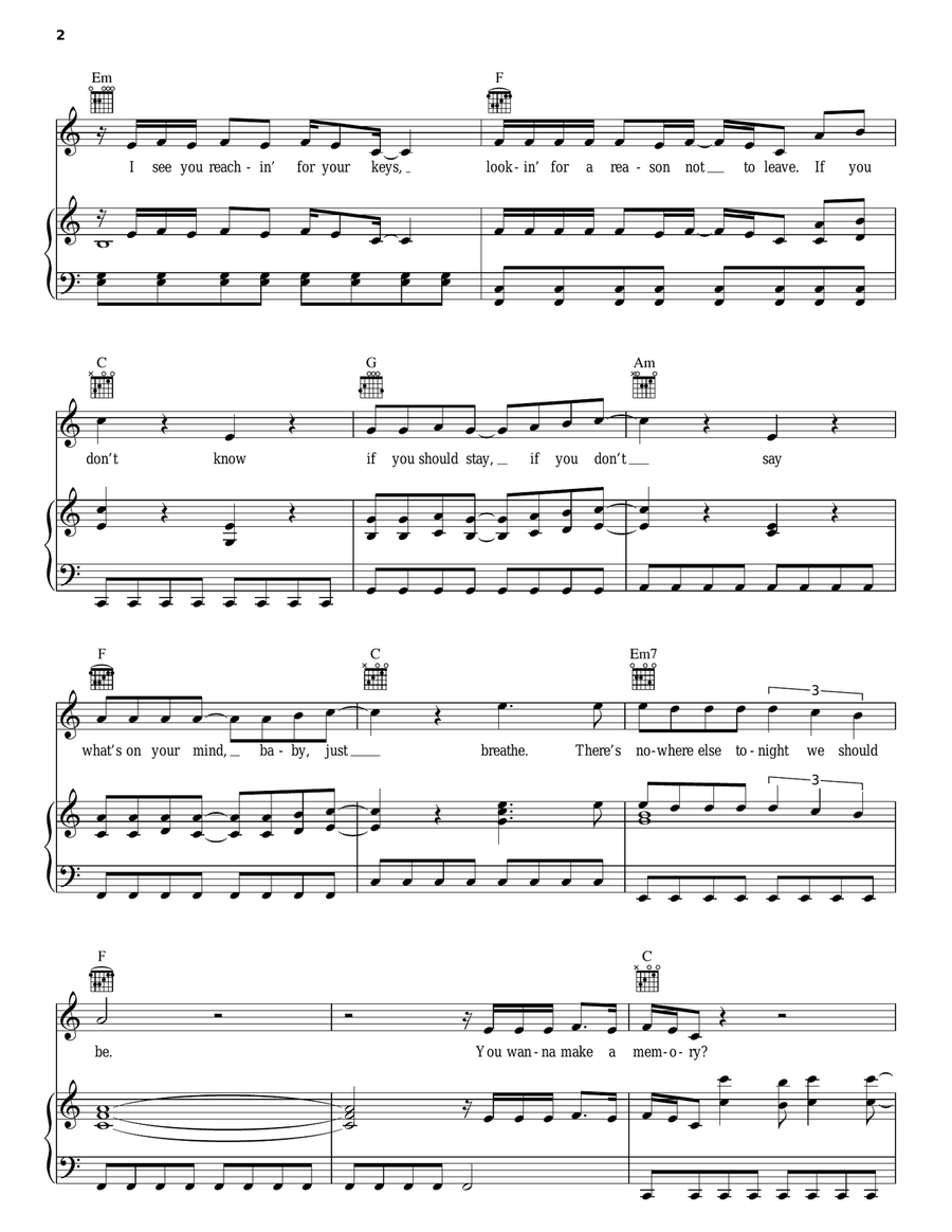 (You Want To) Make A Memory Piano, Vocal, Guitar scores gallery preview page 2