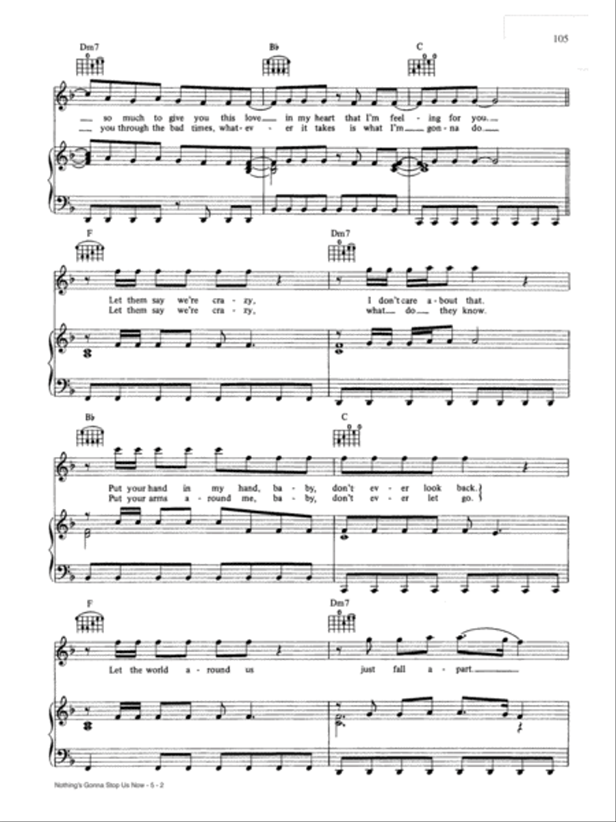 Nothing's Gonna Stop Us Now Piano, Vocal, Guitar scores gallery preview page 2
