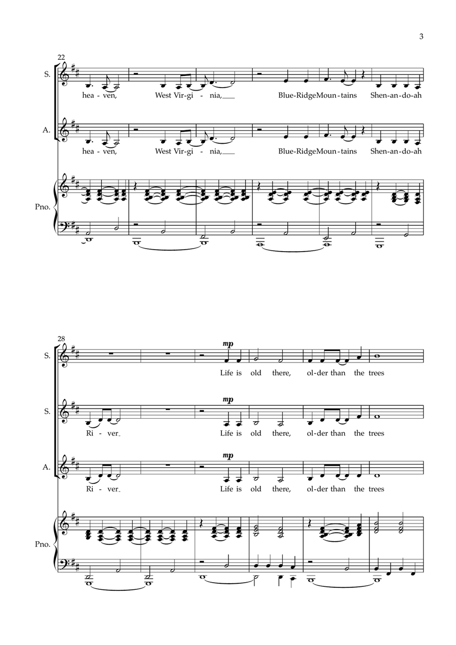 Take Me Home, Country Roads SSA scores gallery preview page 3