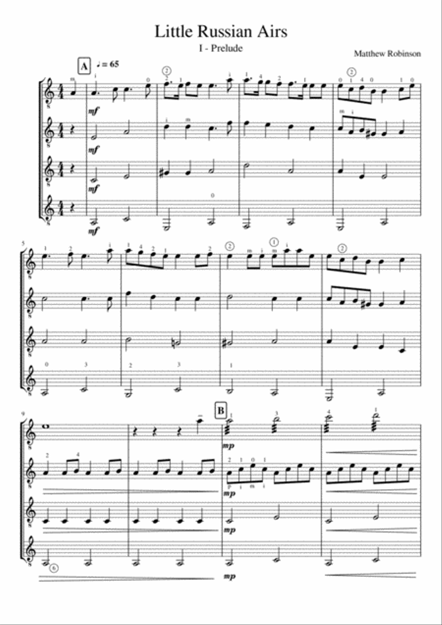 Little Russian Airs Guitar Ensemble scores gallery preview page 6
