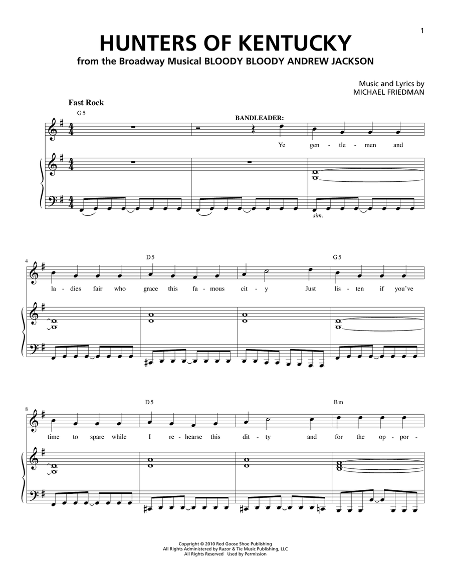 Hunters Of Kentucky Hunters Of Kentucky Voice scores gallery preview page 1