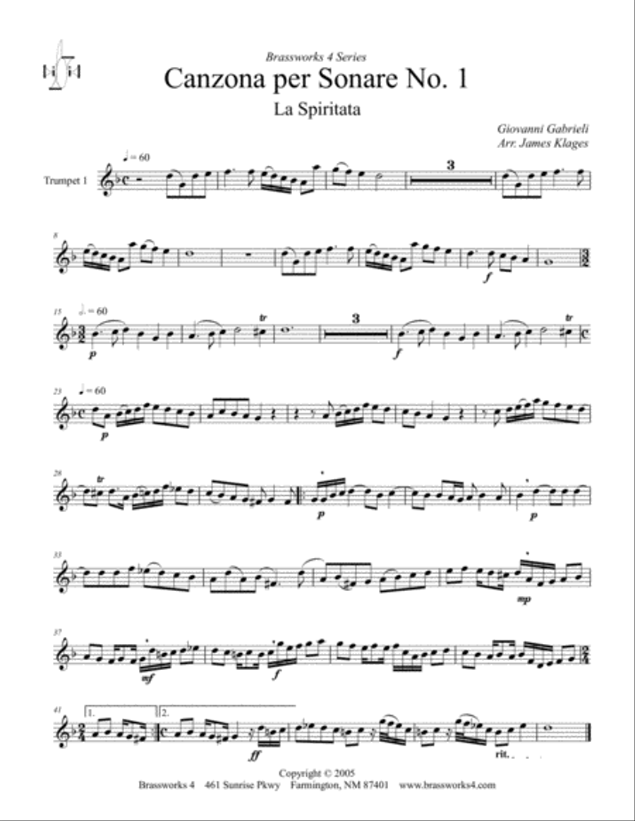 Canzona per Sonare No. 1 - La Spiritata Trumpet scores gallery preview page 4