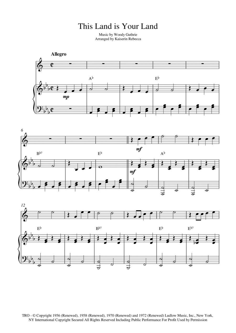 This Land Is Your Land This Land Is Your Land Alto Saxophone scores gallery preview page 1