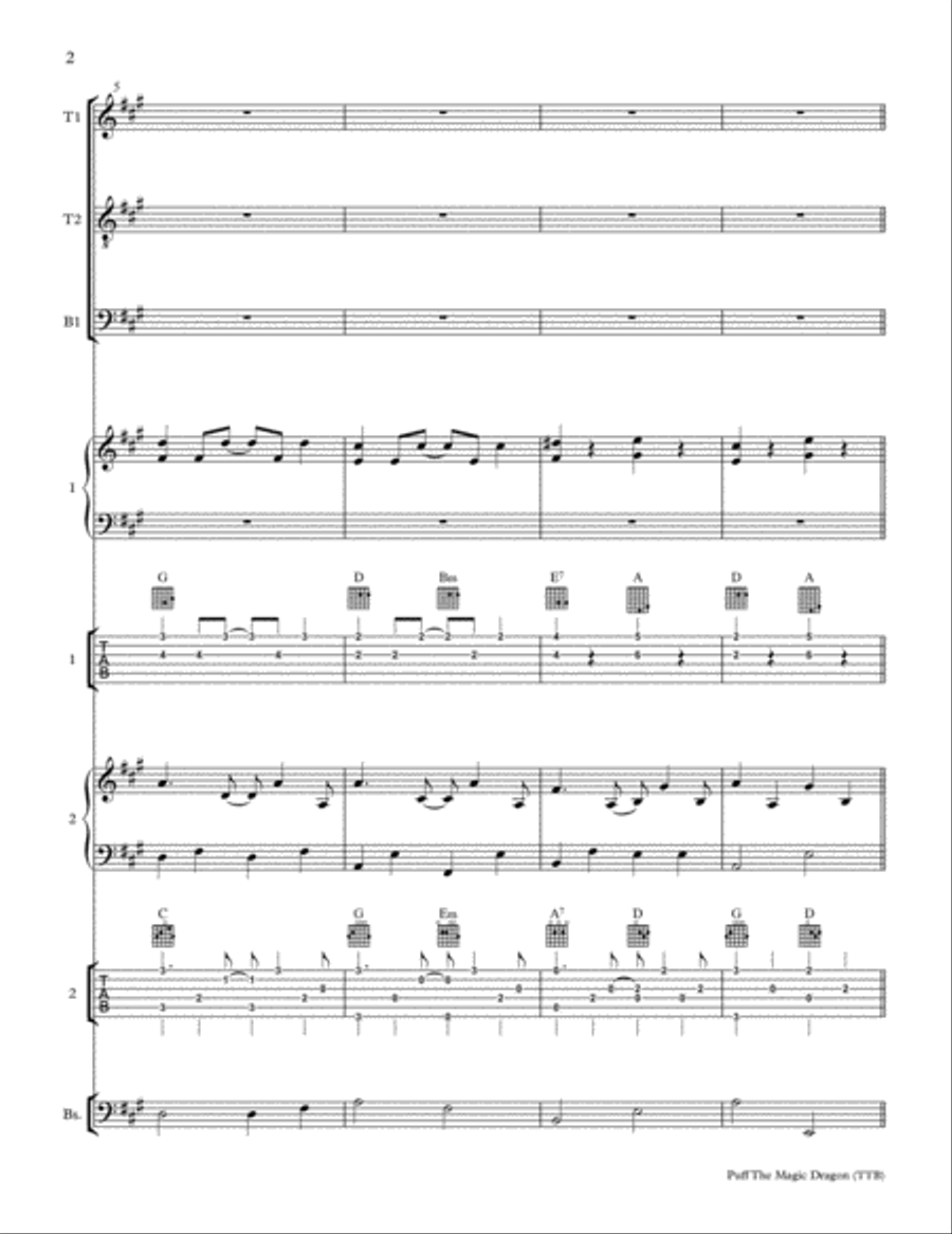 Puff The Magic Dragon Acoustic Guitar scores gallery preview page 2
