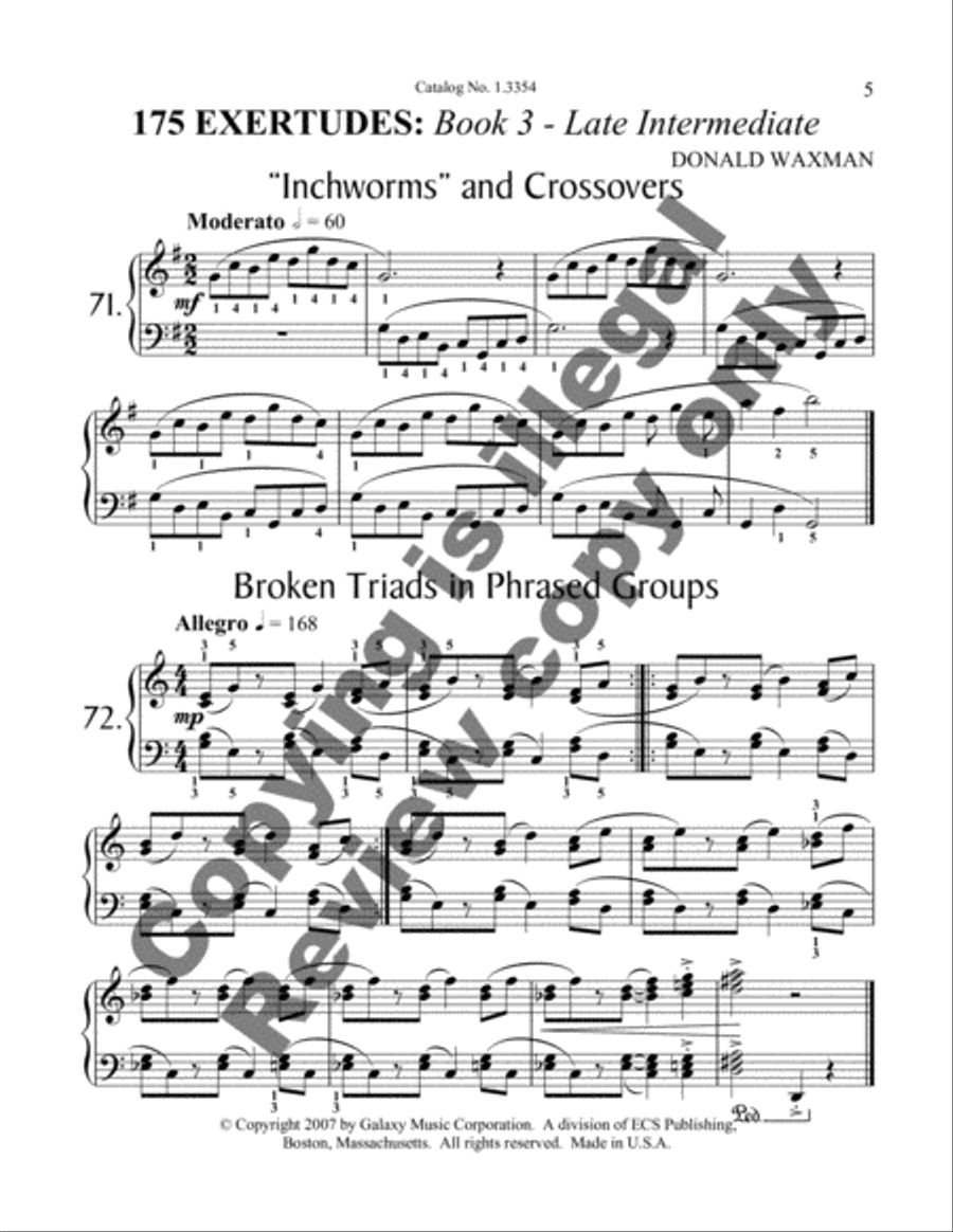 175 Exertudes, Book 3: Late Intermediate Piano Method scores gallery preview page 3