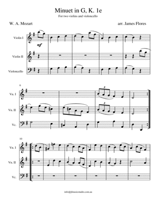 Minuet in G, K. 1e (2 violins and cello)