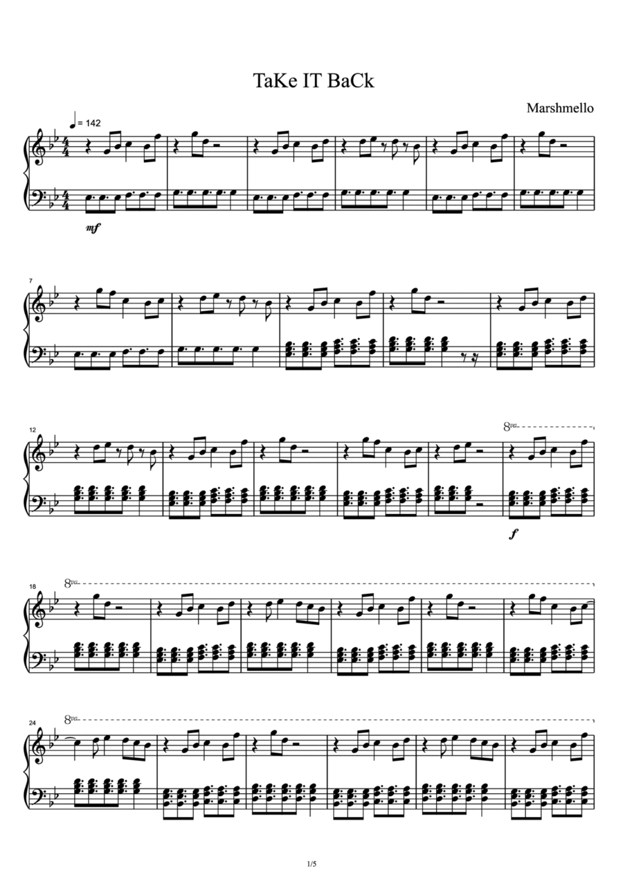 Take It Back Piano Solo scores gallery preview page 1