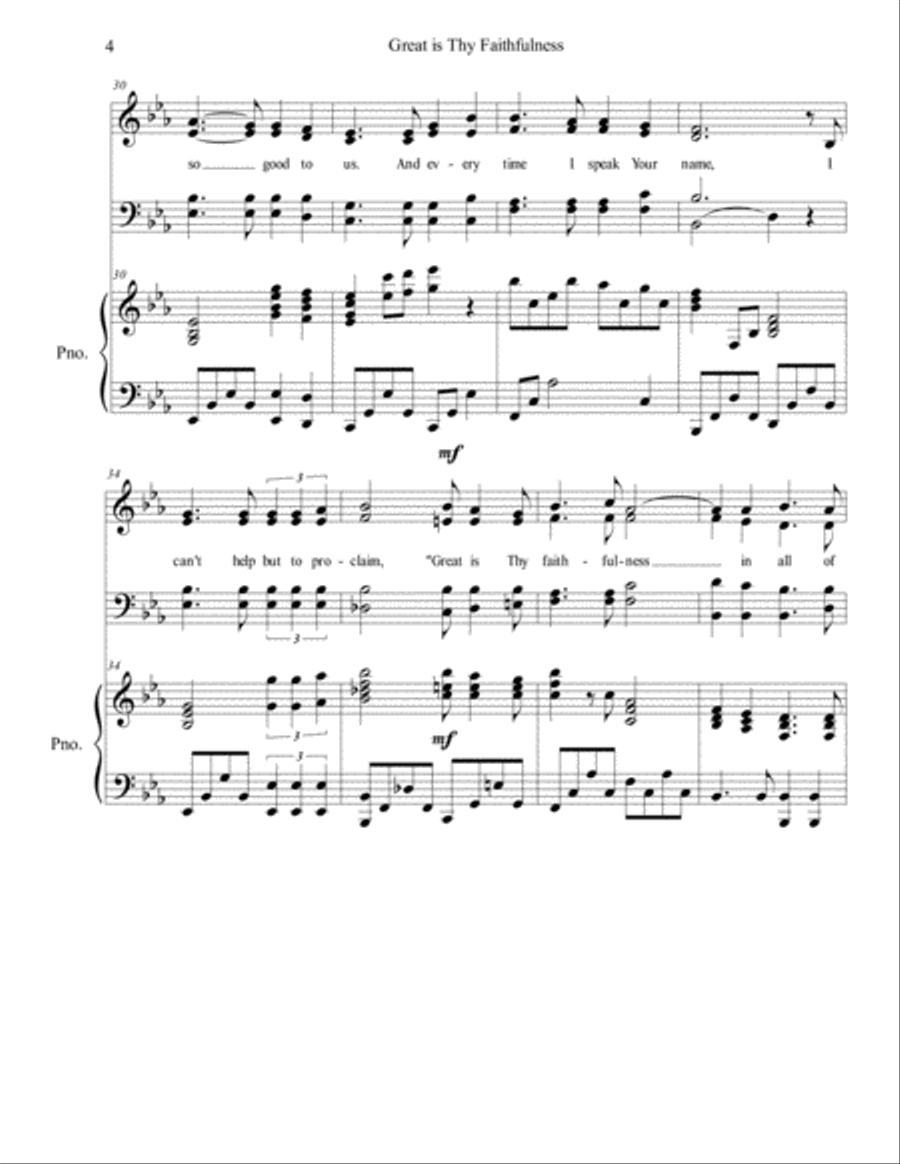 Great is Thy Faithfulness SATB 4-Part scores gallery preview page 4