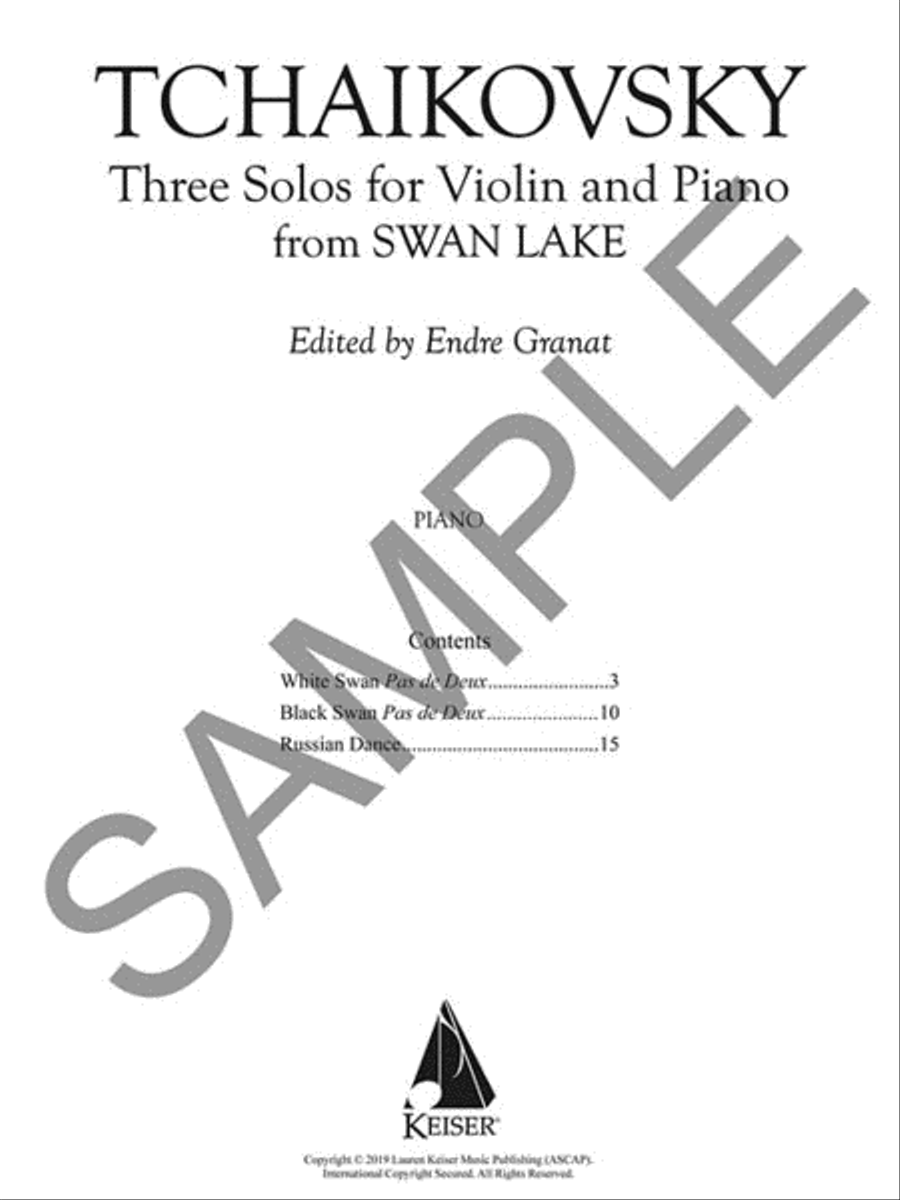 Three Solos for Violin and Piano from Swan Lake Violin Solo scores gallery preview page 2