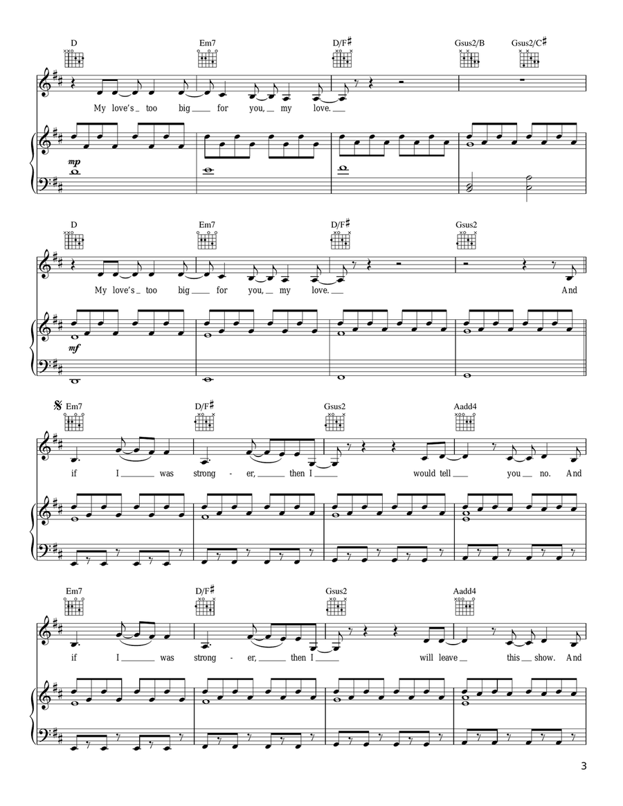 Sort Of Sort Of Piano, Vocal, Guitar scores gallery preview page 3