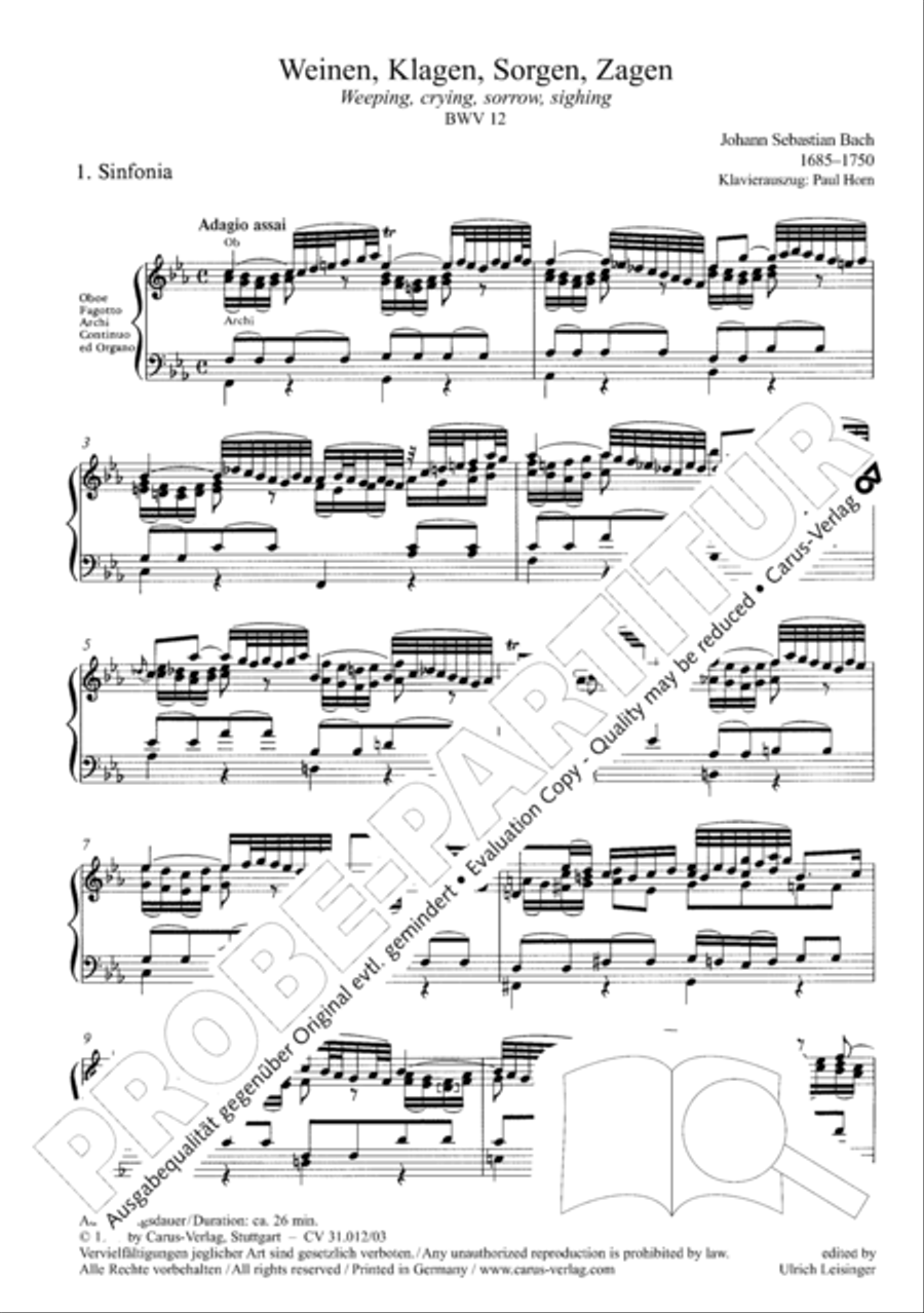 Weeping, crying, sorrow, sighing (Weinen, Klagen, Sorgen, Zagen) ATB scores gallery preview page 5