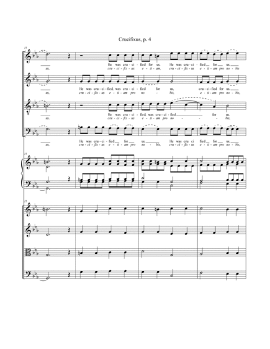 Crucifixus (Score for SATB Choir, Organ and/or Strings) 4-Part scores gallery preview page 4
