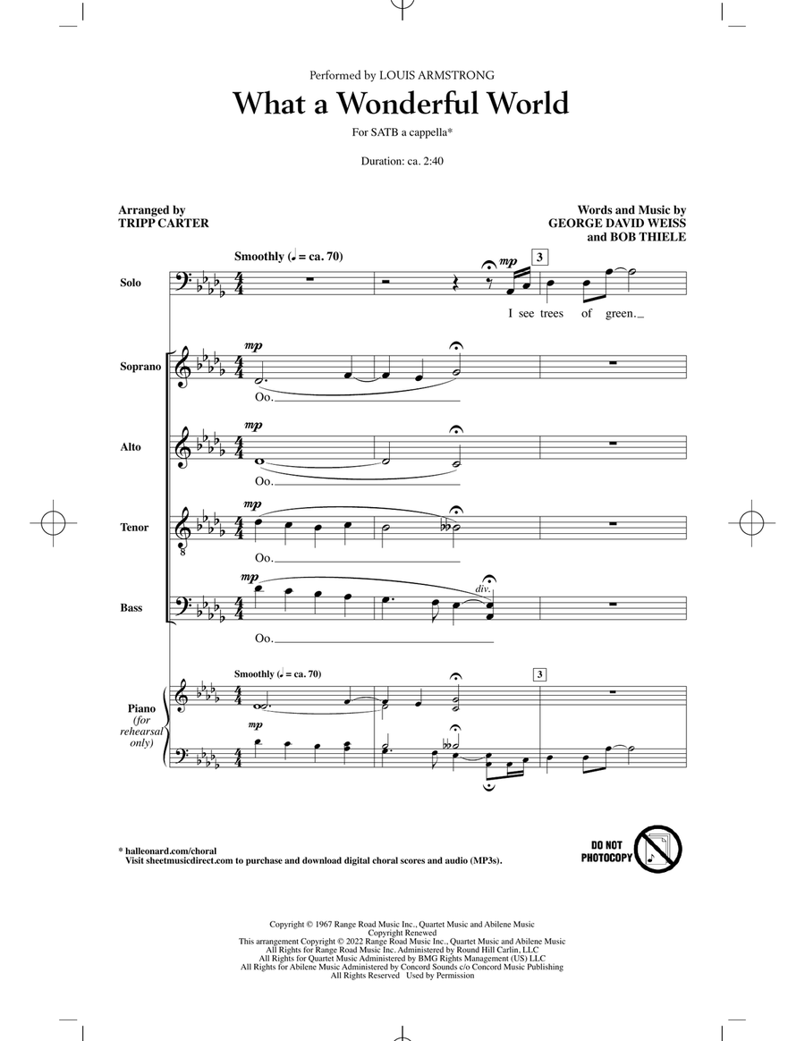 What A Wonderful World (arr. Tripp Carter) 4-Part scores gallery preview page 1