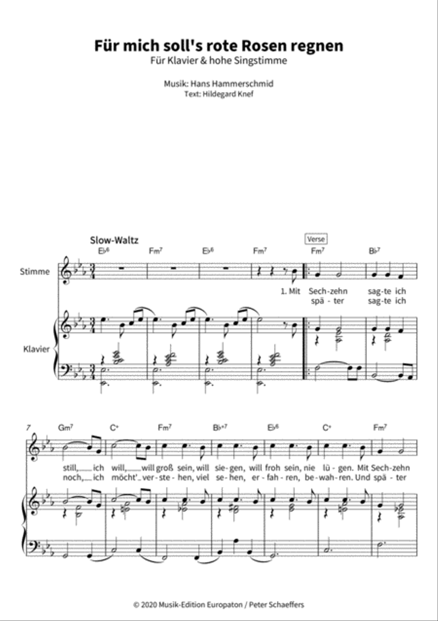 Für mich soll's rote Rosen regnen Voice Solo scores gallery preview page 3