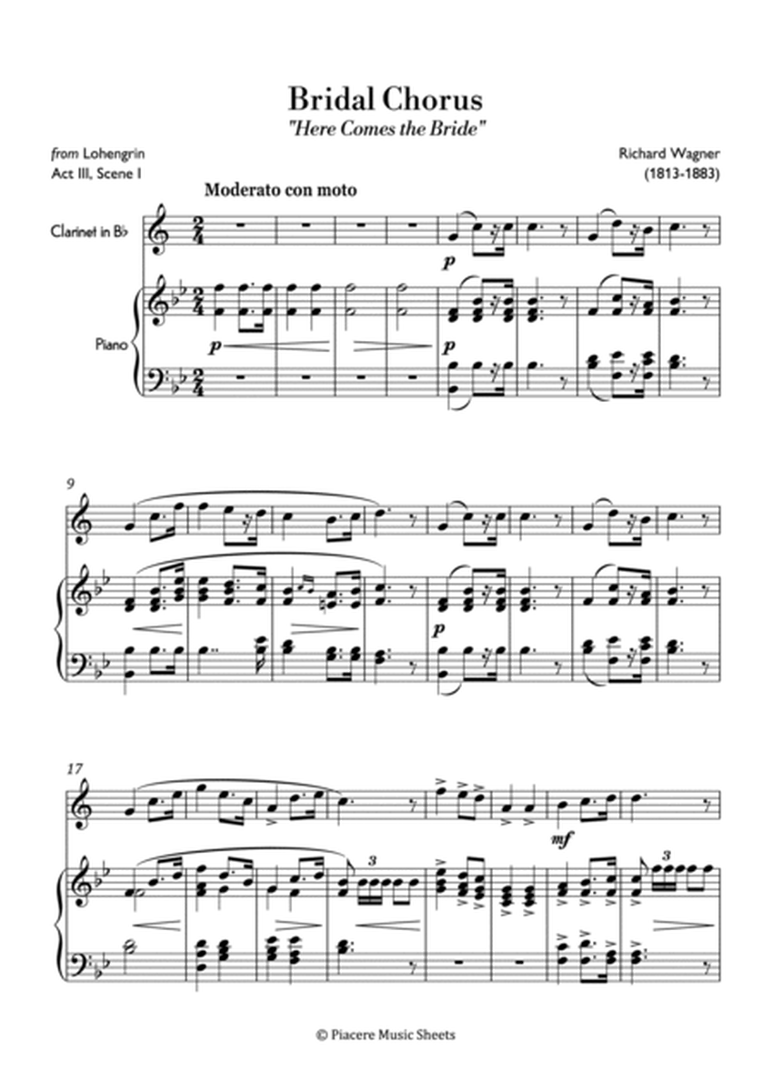 Wagner - Bridal Chorus in B-flat Major for Clarinet in B-flat & Piano - Intermediate image number null