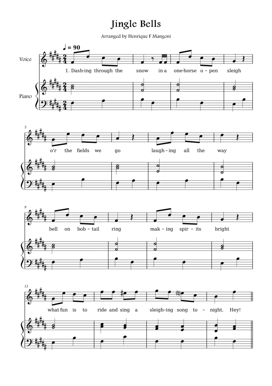 Jingle Bells Voice scores gallery preview page 1