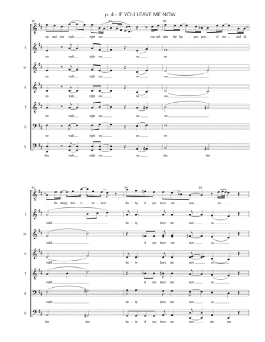 If You Leave Me Now 4-Part scores gallery preview page 4