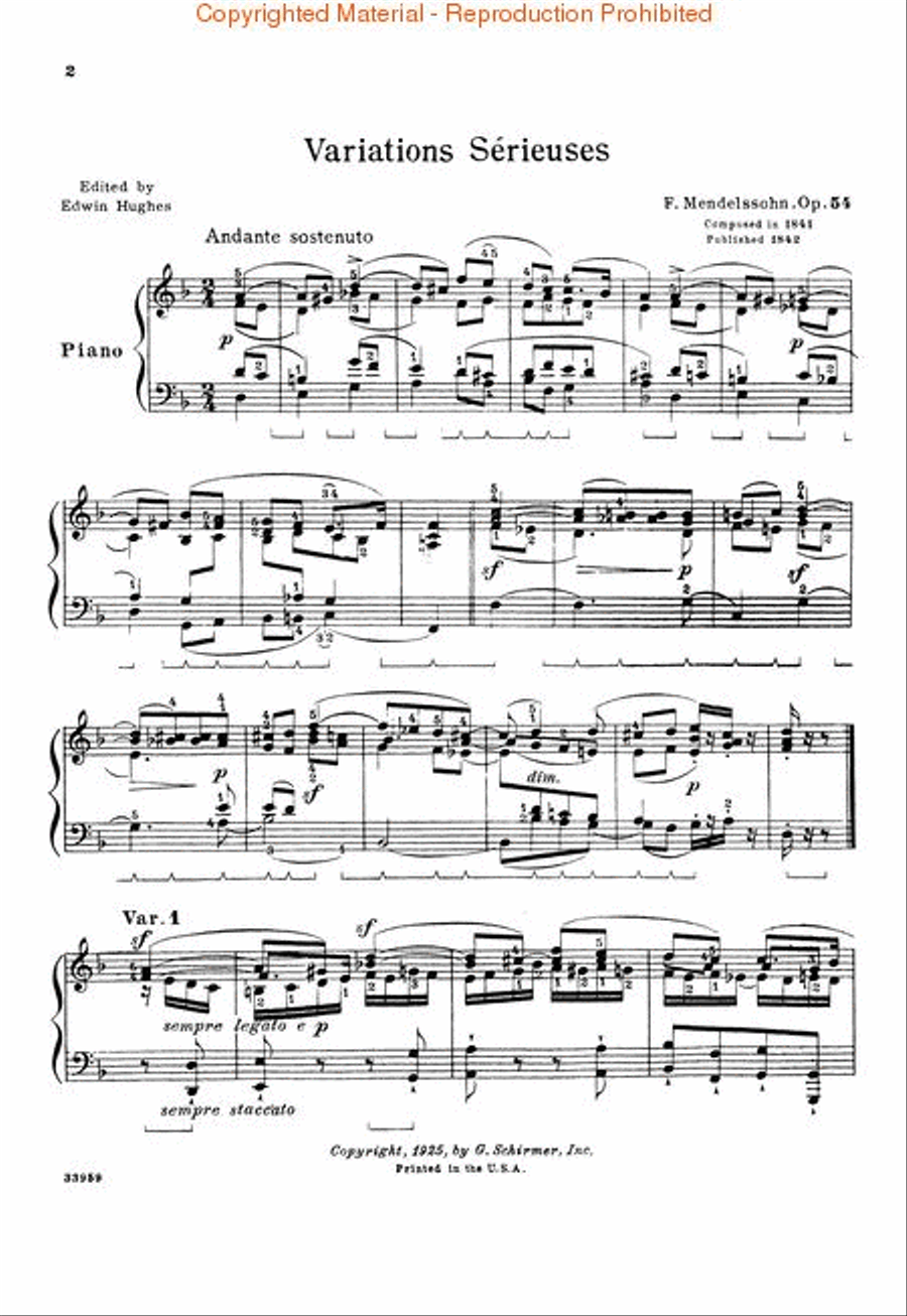 Variations Serieuses, Op. 54