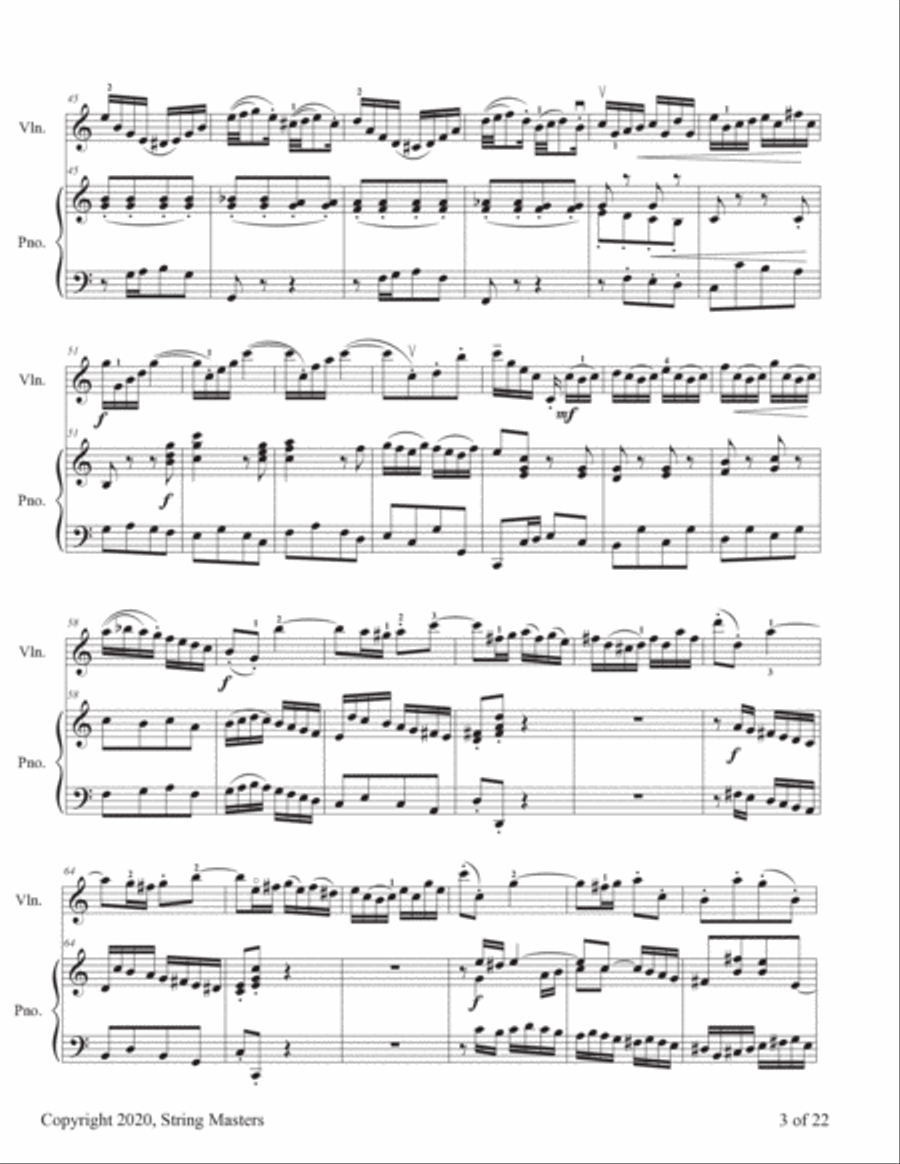 Bach, Concerto in A minor, BWV 1041, Violin & Piano Violin scores gallery preview page 3