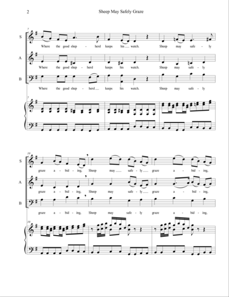 Sheep May Safely Graze (SAB) 3-Part scores gallery preview page 2
